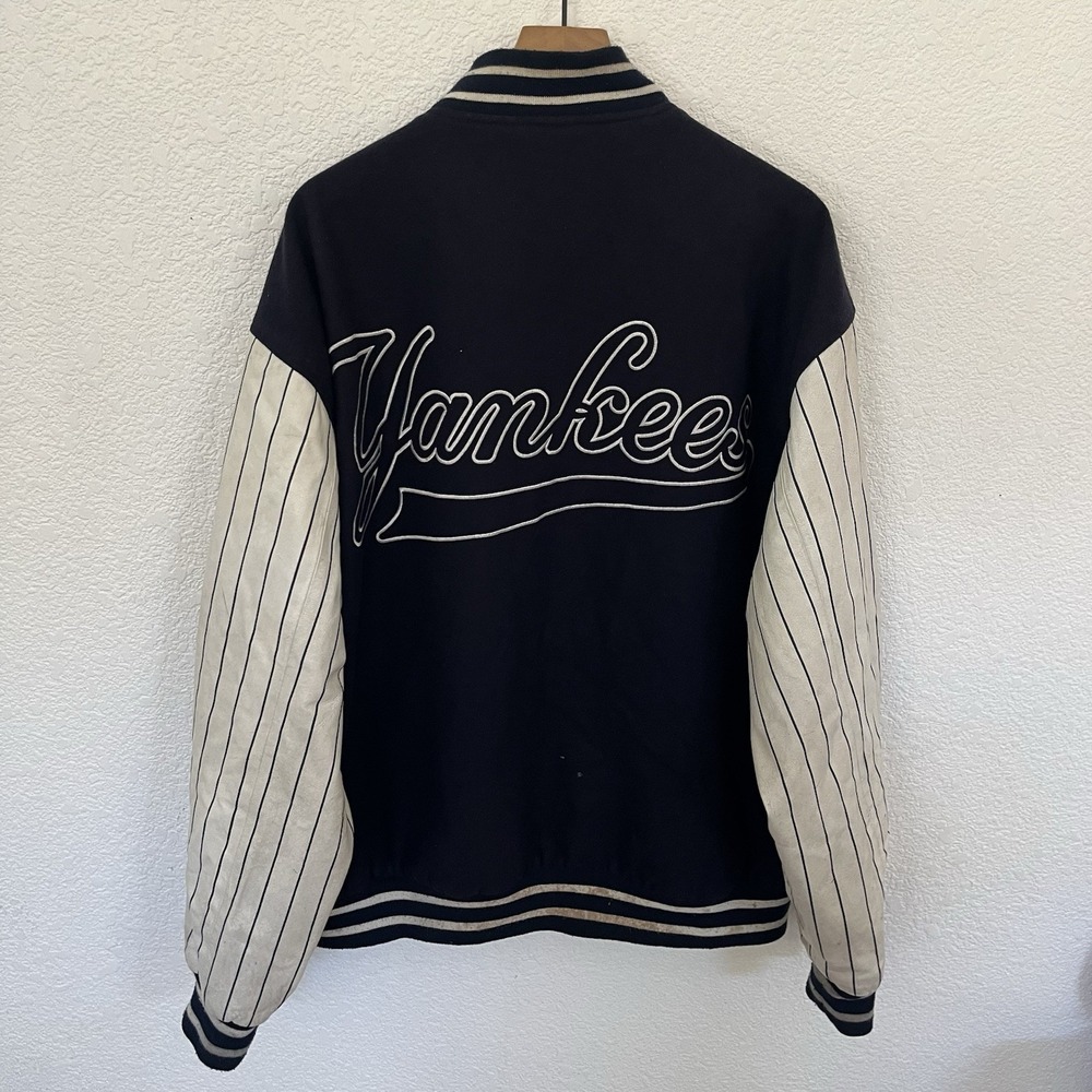 VINTAGE New York Yankees Mens Size 3XL JH Design Varsity Jacket MLB Wool Leather - Picture 2 of 16